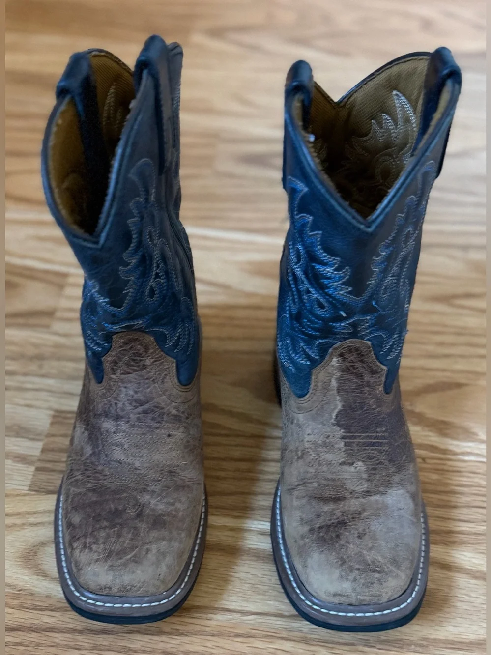 Dan Post Kids Size 2D Brown Leather Western Cowboy Boots Distressed PC2936